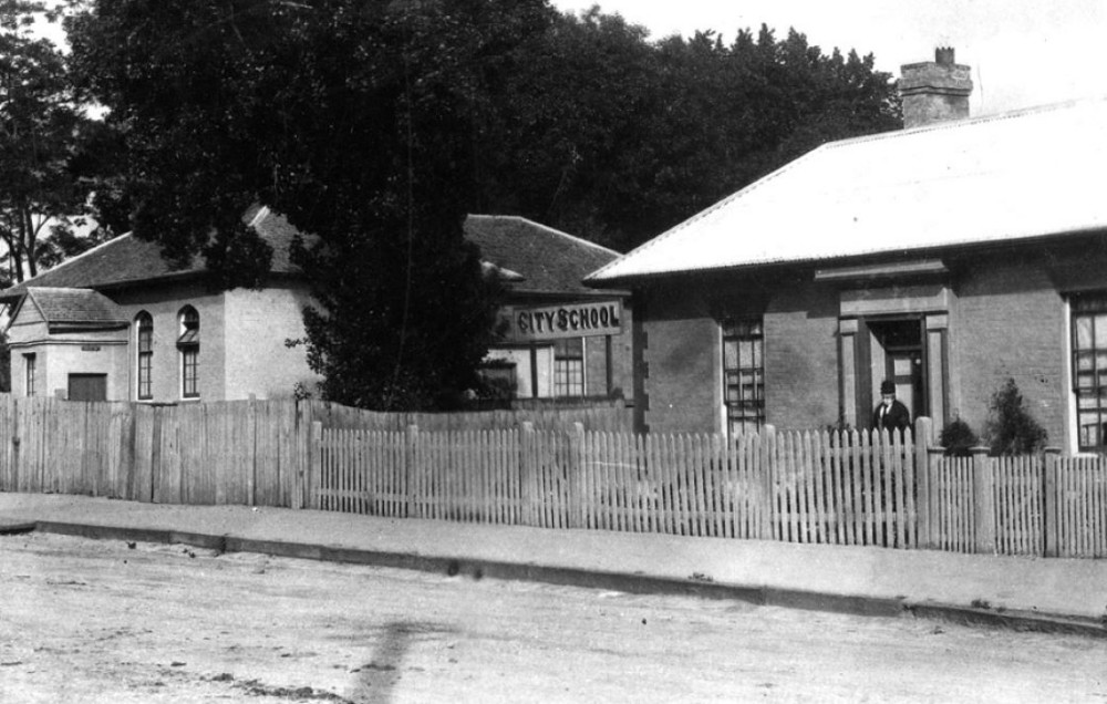 QVM-1991-P-0107 View of the Wesleyan Chapel, Launceston, Tasmania, c 1900. Copied from another source