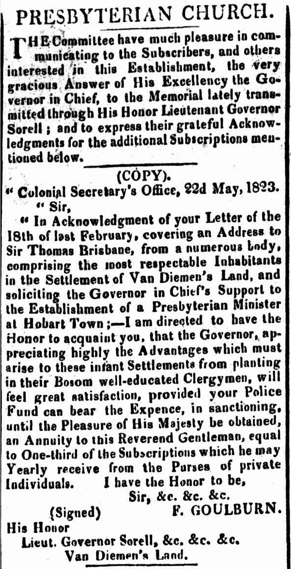 Hobart Town Gazette, 14 June 1823