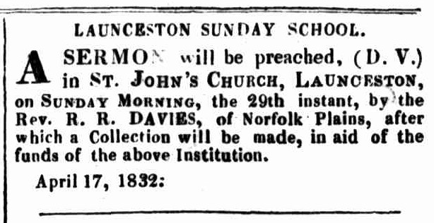 Launceston 18 April 1832
