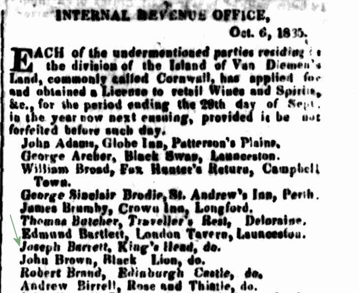 Cornwall Chronicle, 17 October 1835 -- KH
