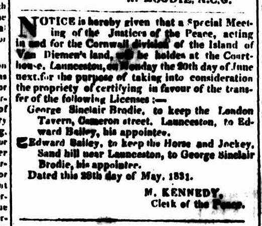 Hobart Town Courier, 4 June 1831