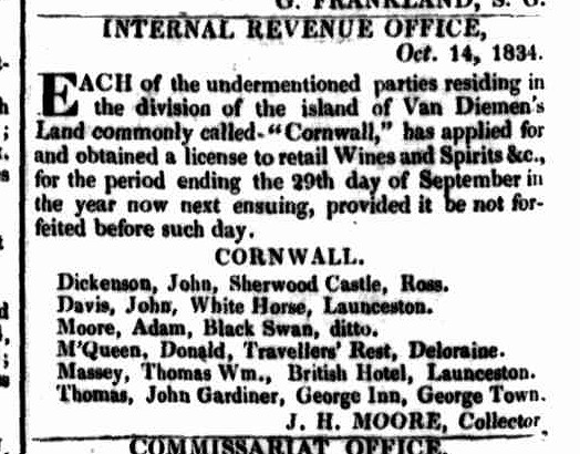 Launceston Advertiser, 20 October 1834