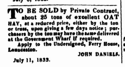 Launceston Advertiser, 11 July 1833