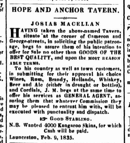 Launceston Advertiser, 16 February 1835