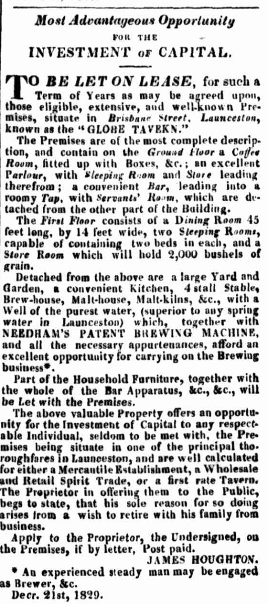 Launceston Advertiser, 21 December 1829