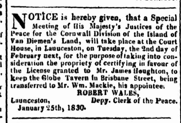 Launceston Advertiser, 25 January 1830