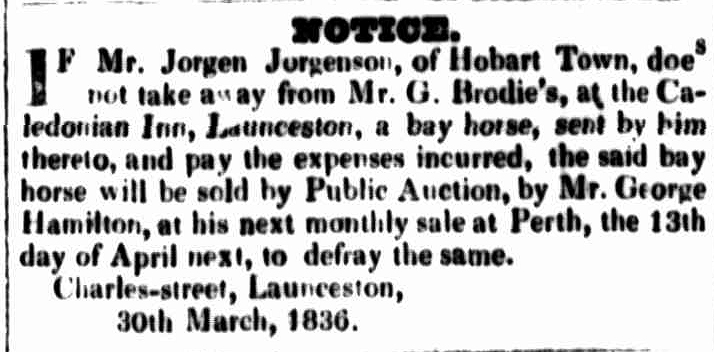Launceston Advertiser, 31 March 1836