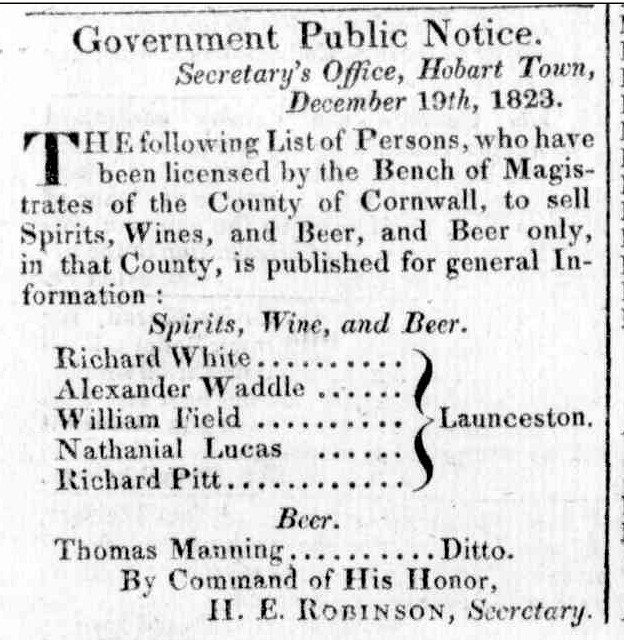 Hobart Town Gazette, 20 December 1823